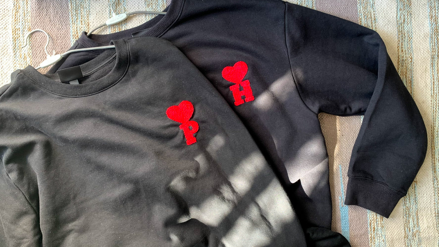 (Couple) Heart Monogram on Sweatshirts/Hoodies