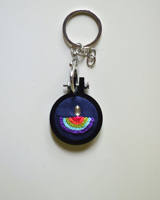 Diya Keychain - Navy Blue